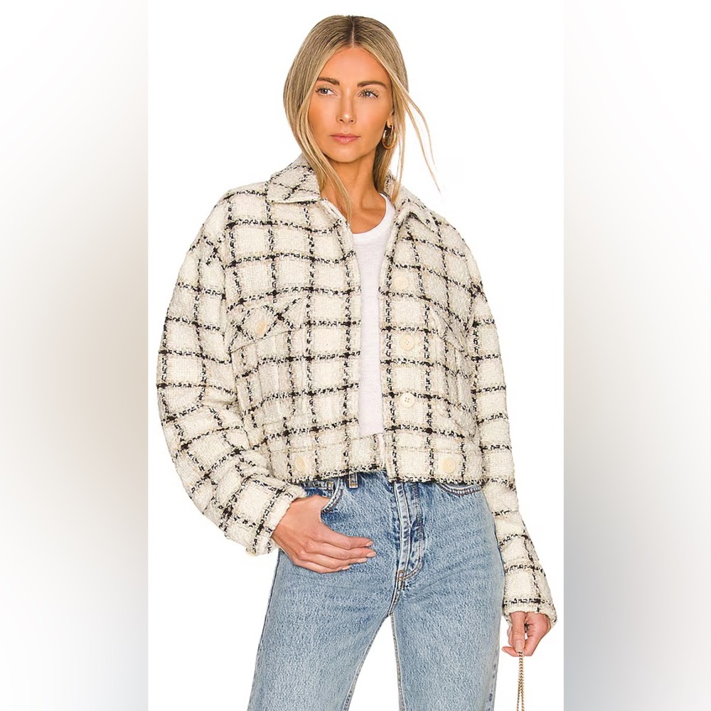 Anine Bing Adriana Plaid Cropped Jacket in XS